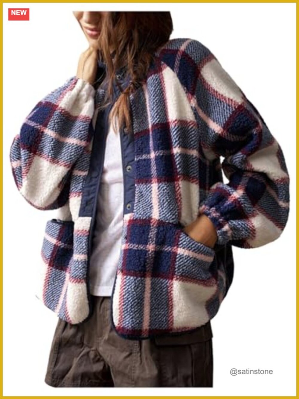 Plaid Flannel Shacket Jacket Women Button Down Long Sleeve